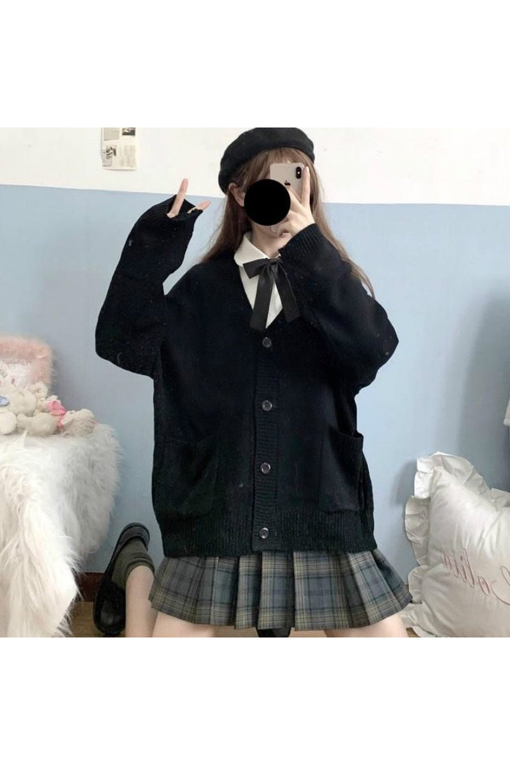 Y2k Oversize Preppy t Sweater with buttons