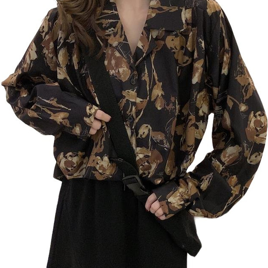 Y2k Oversized Boho Dark Shirt