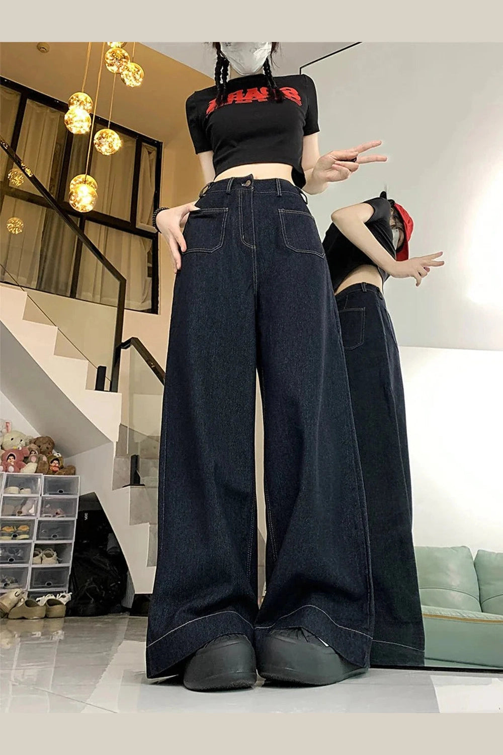 Y2k Oversized Denim Palazzo Pants