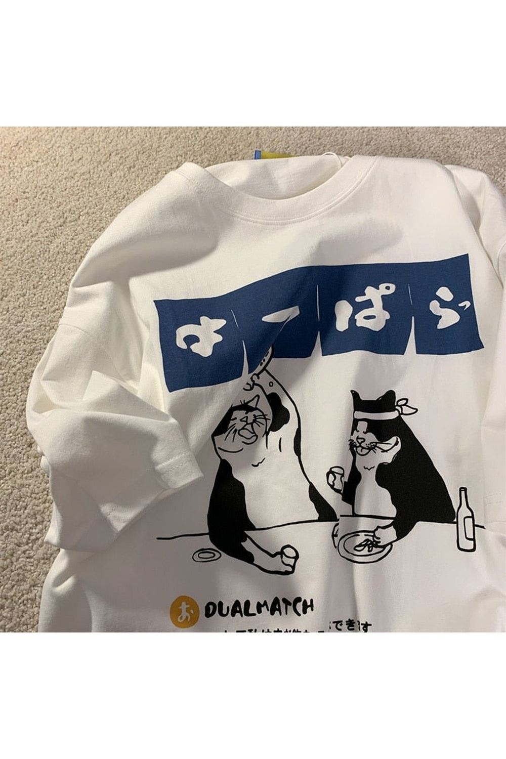 Y2k Oversized Drinking Cat T-shirt