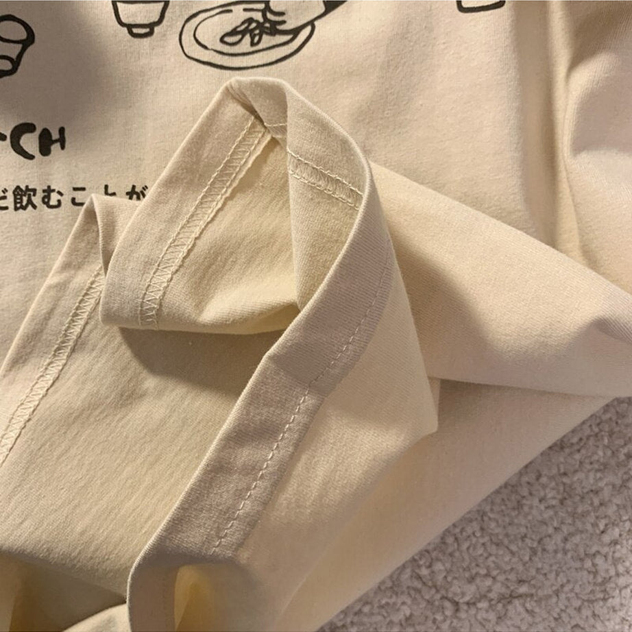 Y2k Oversized Drinking Cat T-shirt