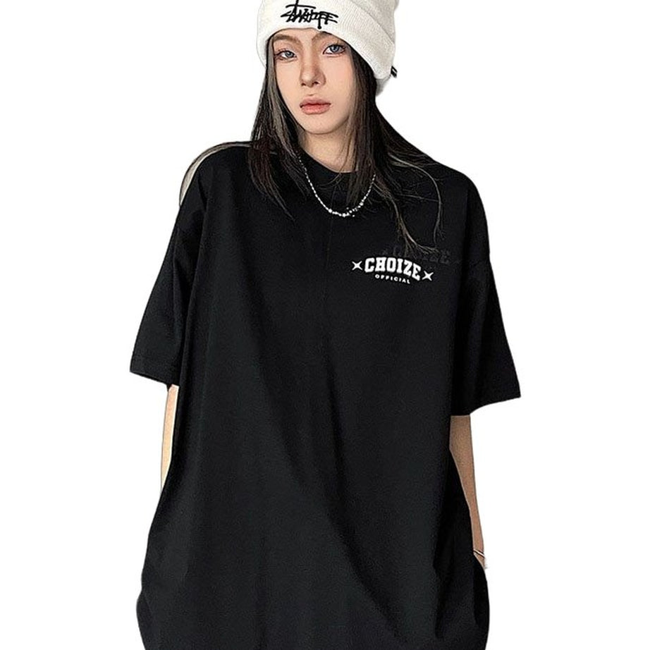 Y2k Oversized Graphic Cotton T-shirt