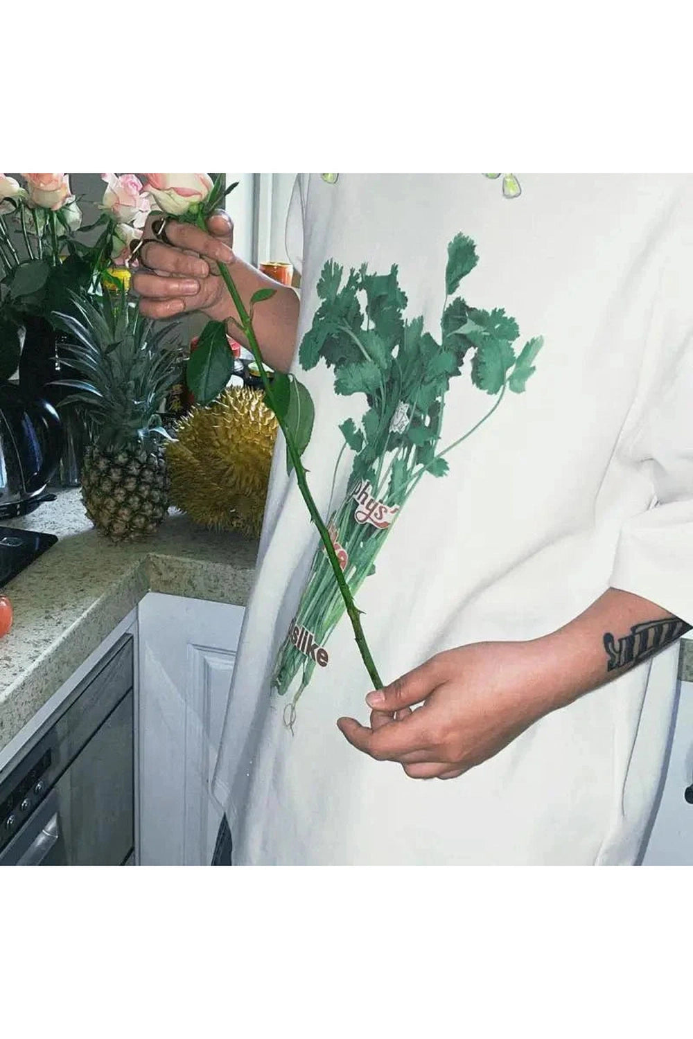 Y2k Oversized Herb Print T-Shirt