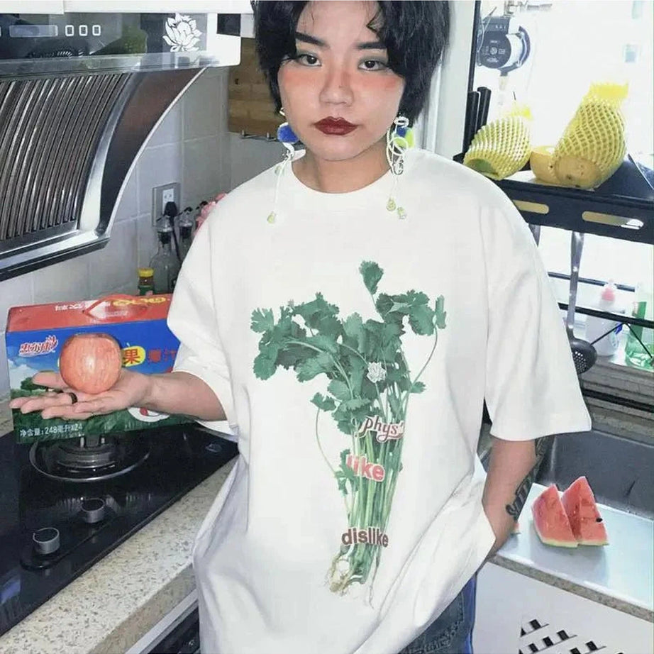 Y2k Oversized Herb Print T-Shirt
