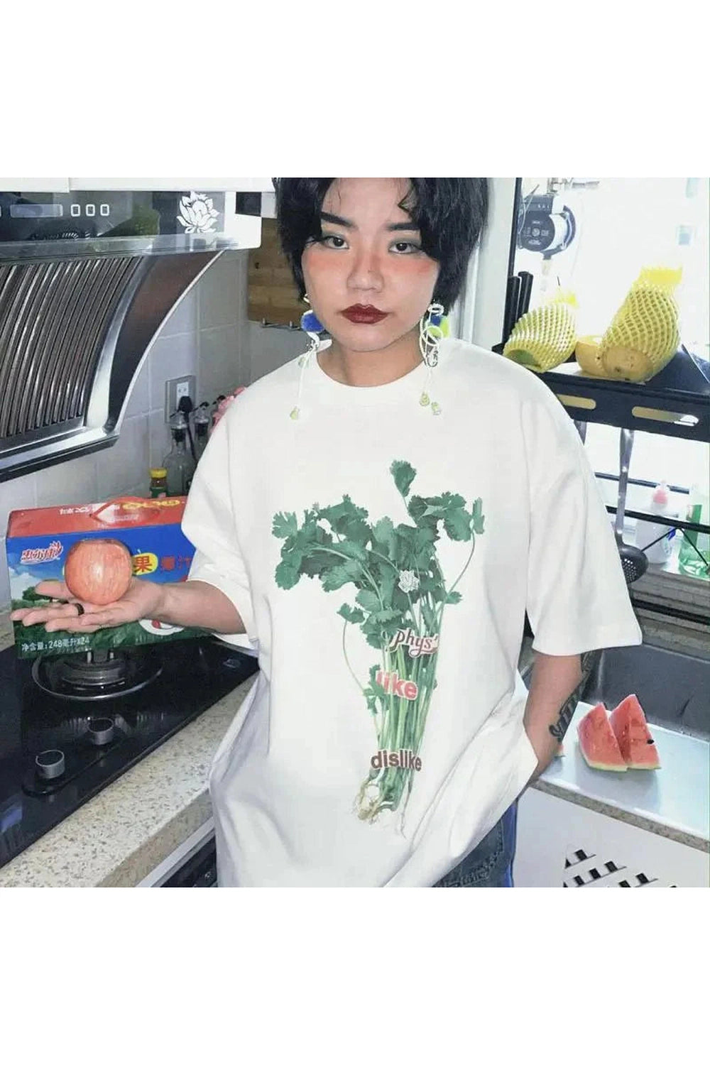 Y2k Oversized Herb Print T-Shirt