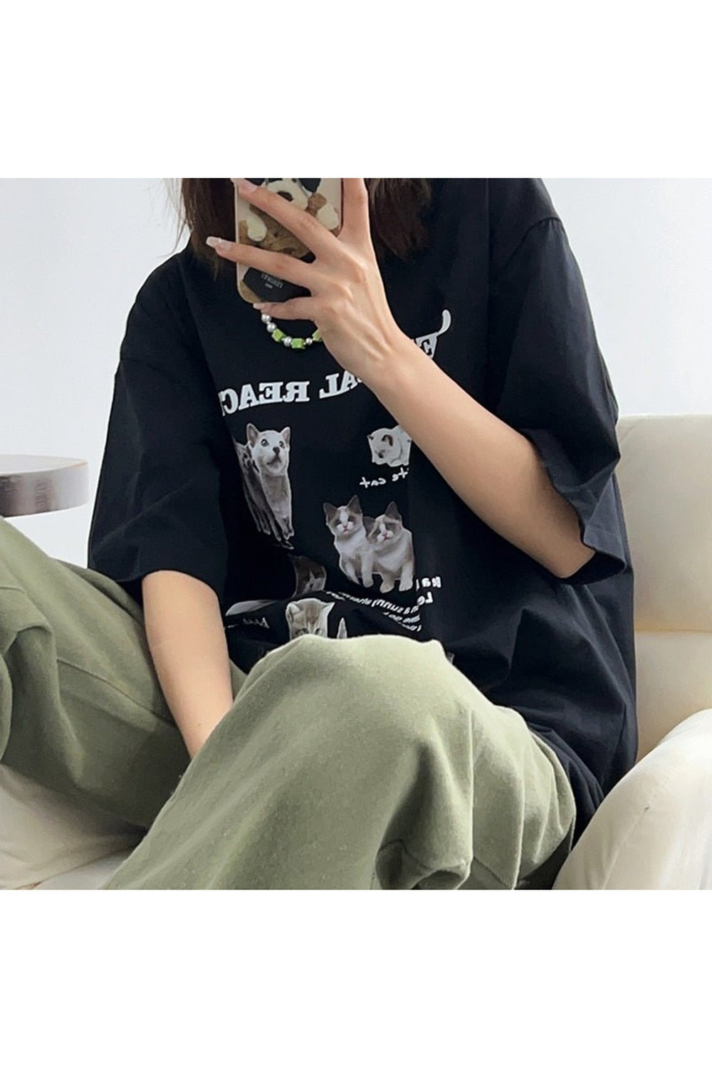 Y2k Oversized Kawaii Cat T-Shirt