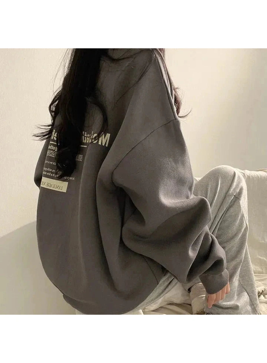 Y2k Acubi Oversized Letter Print Hoodie