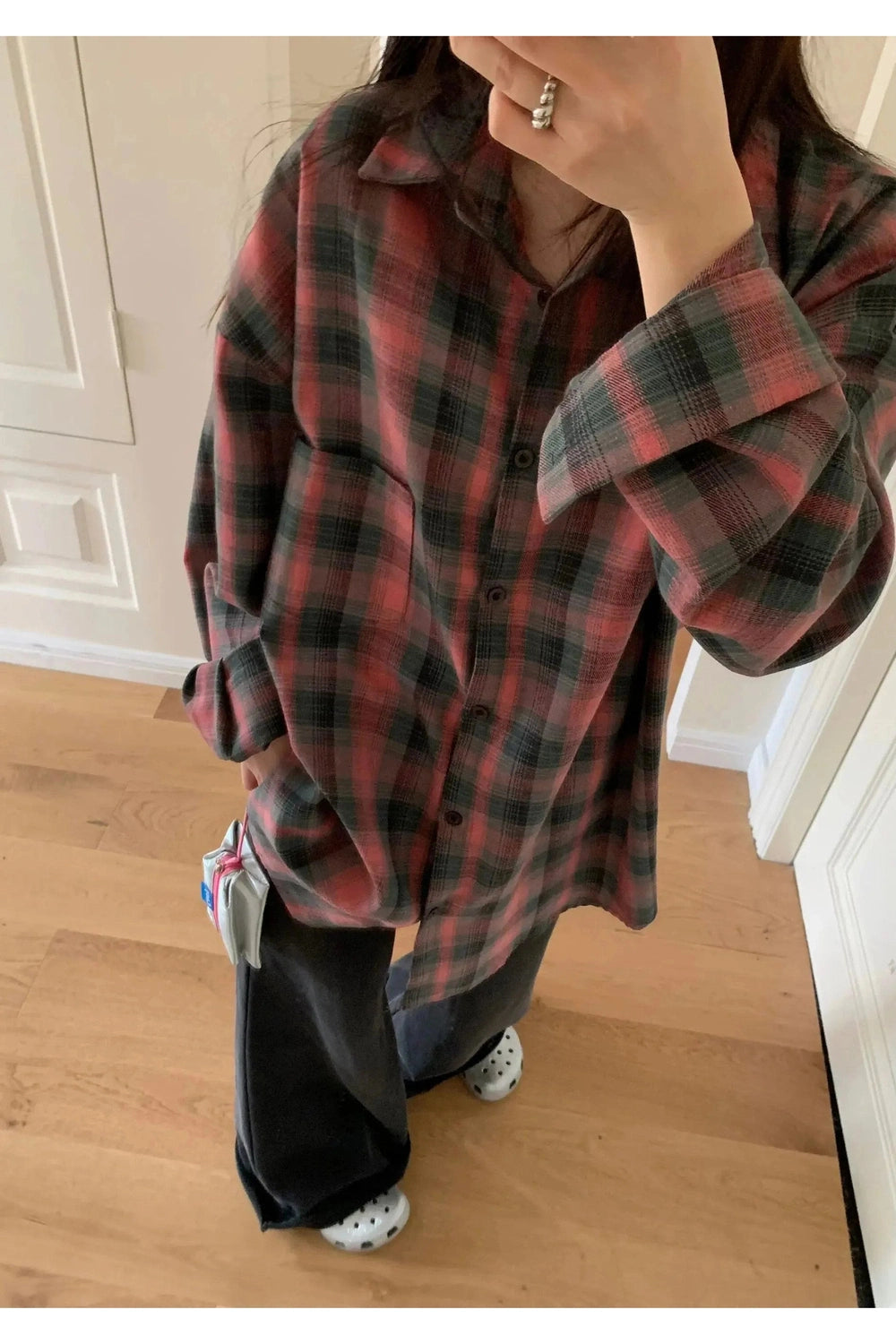 Y2k Oversized Plaid Flannel Shirt