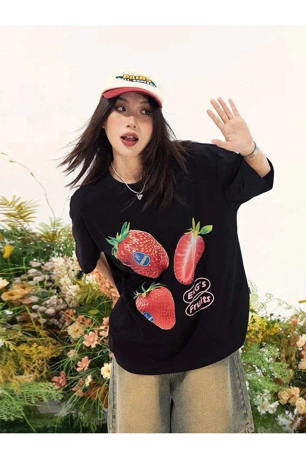 Y2k Oversized Strawberry Graphic T-Shirt