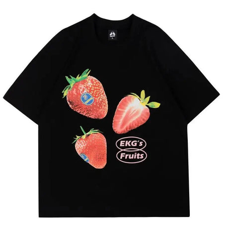 Oversized Strawberry Graphic T - Shirt - T - Shirts