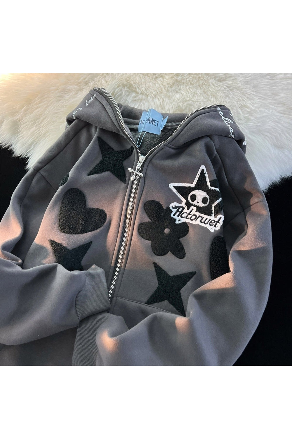 Y2k Oversized Zip Up Warm Hoodie