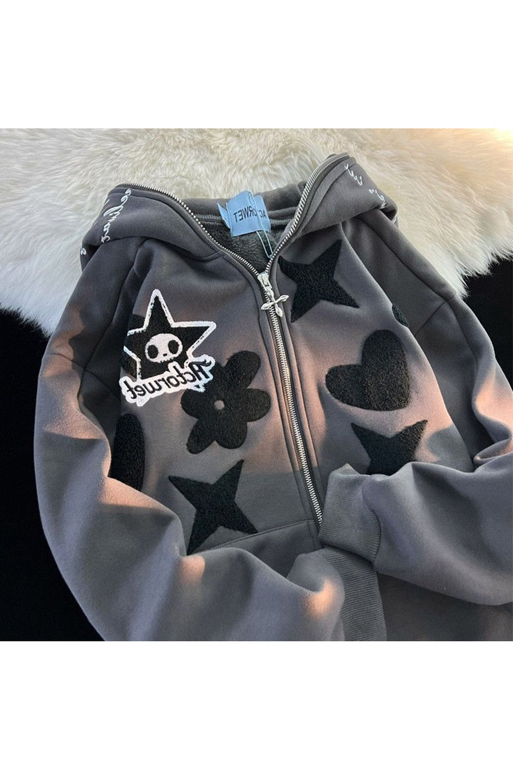 Y2k Oversized Zip Up Warm Hoodie