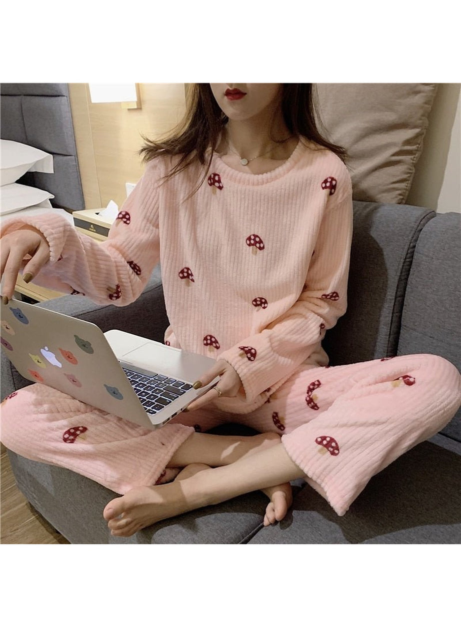 Y2k Pajama Sets Mushroom Print