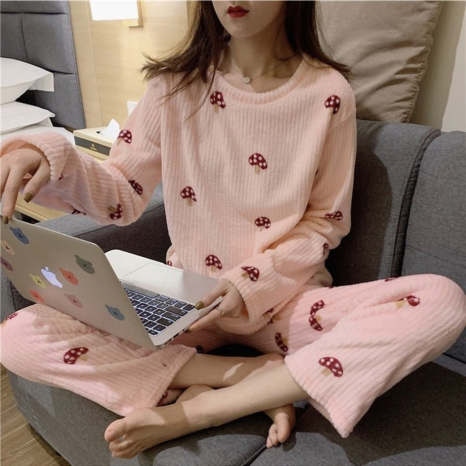Y2k Pajama Sets Mushroom Print