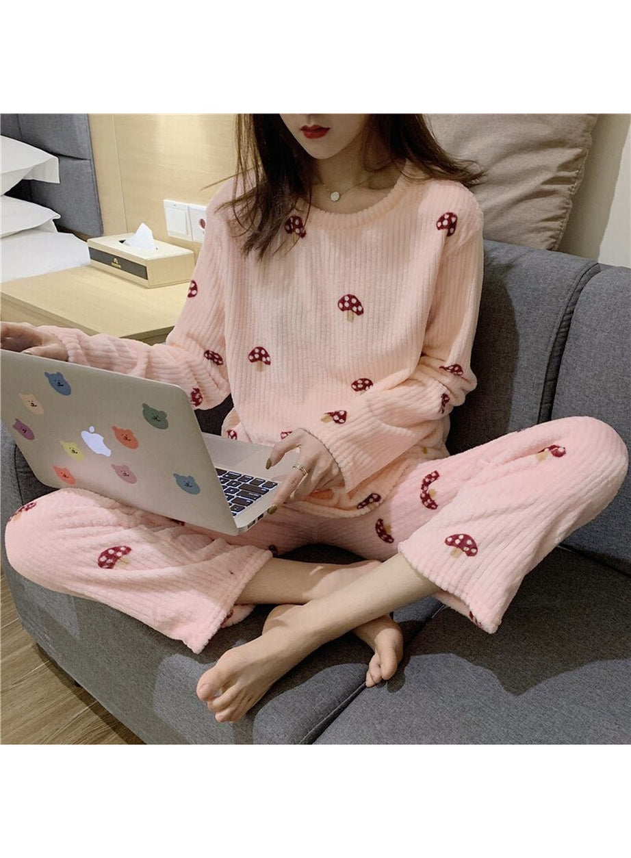 Y2k Pajama Sets Mushroom Print