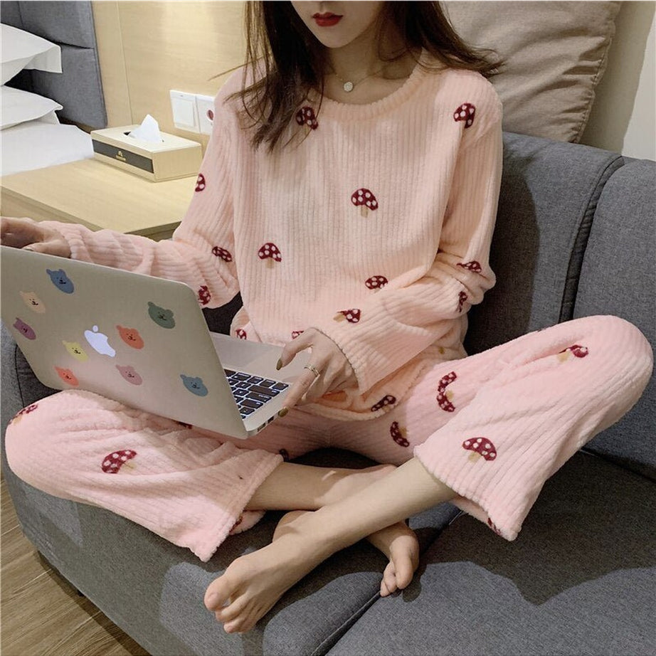 Y2k Pajama Sets Mushroom Print