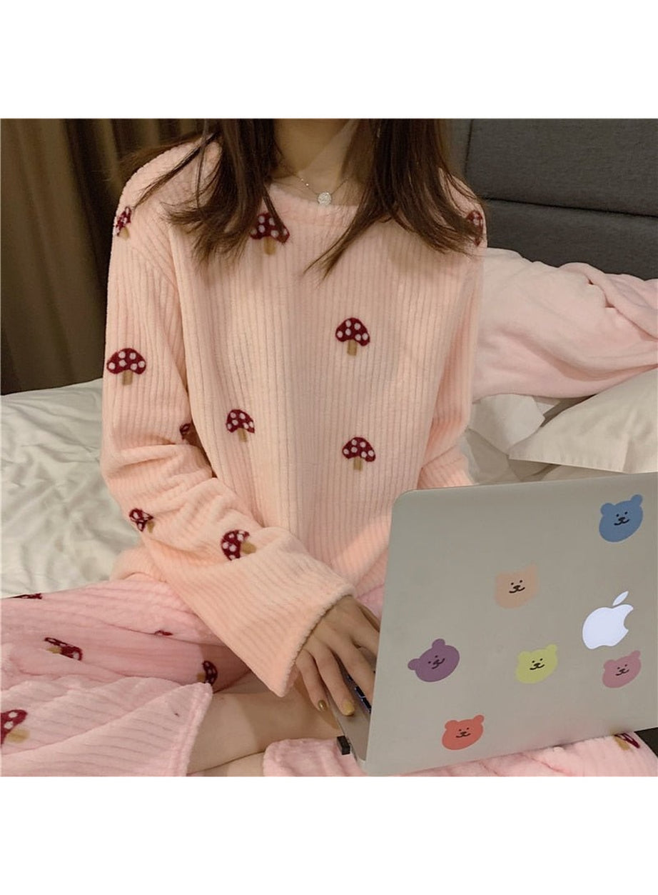 Y2k Pajama Sets Mushroom Print