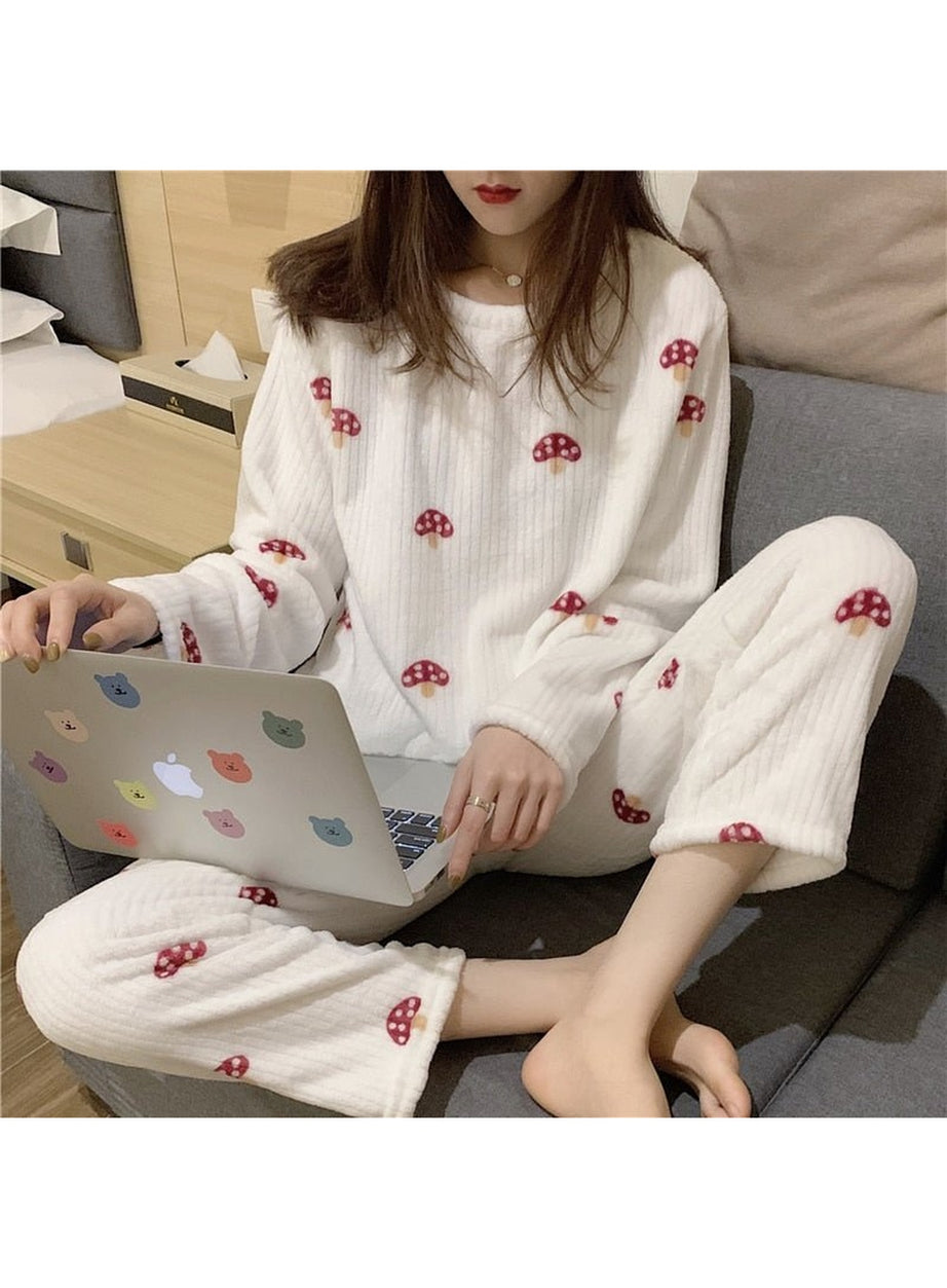 Y2k Pajama Sets Mushroom Print