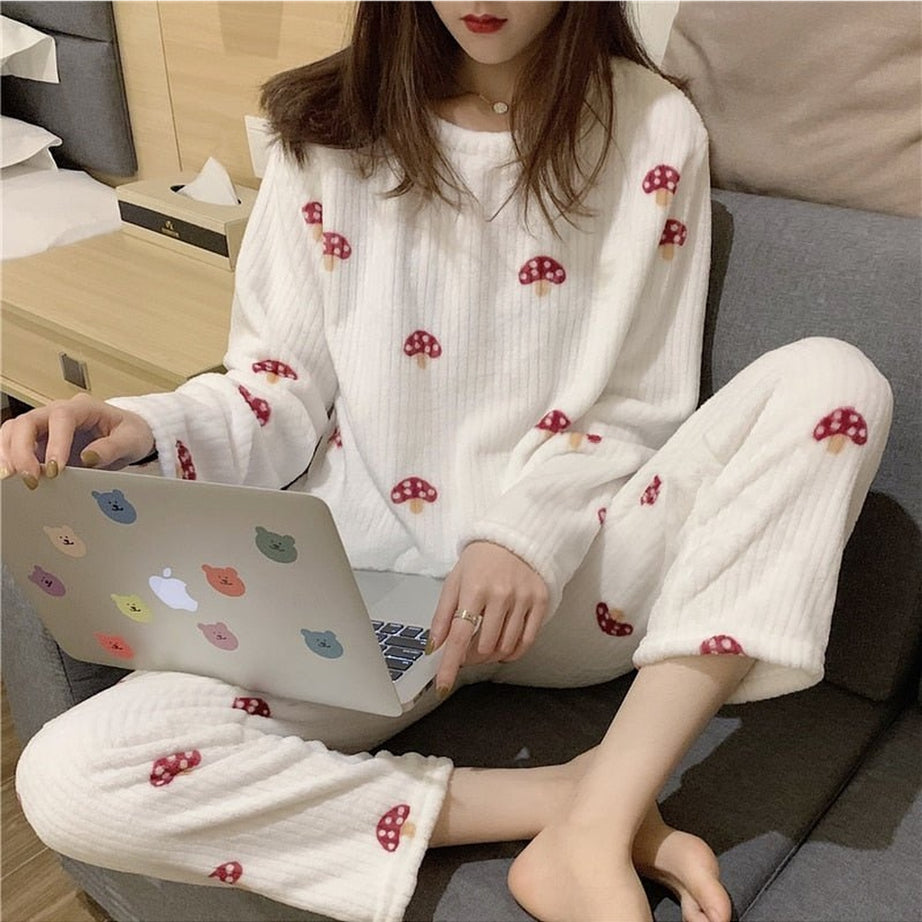 Y2k Pajama Sets Mushroom Print