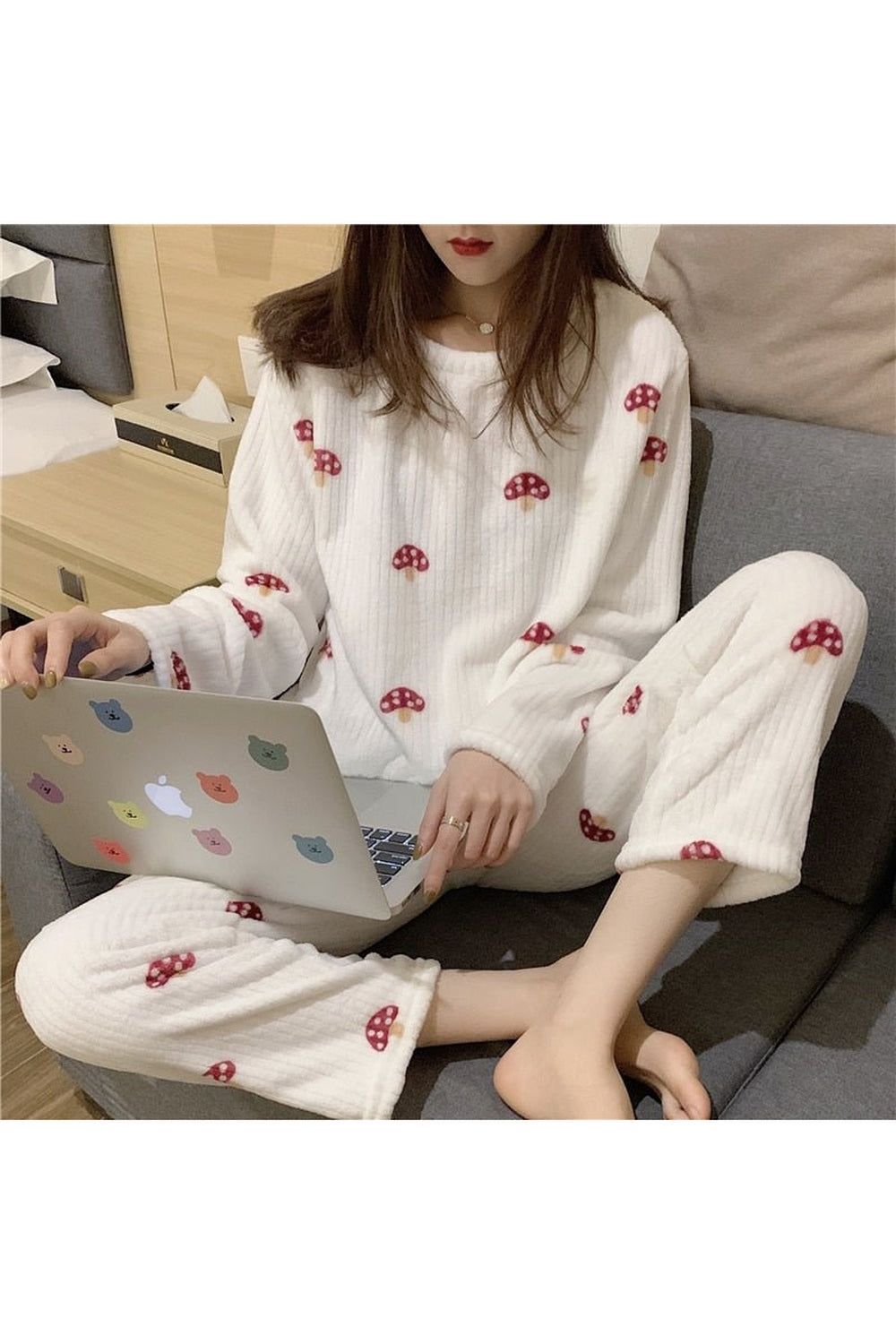 Y2k Pajama Sets Mushroom Print