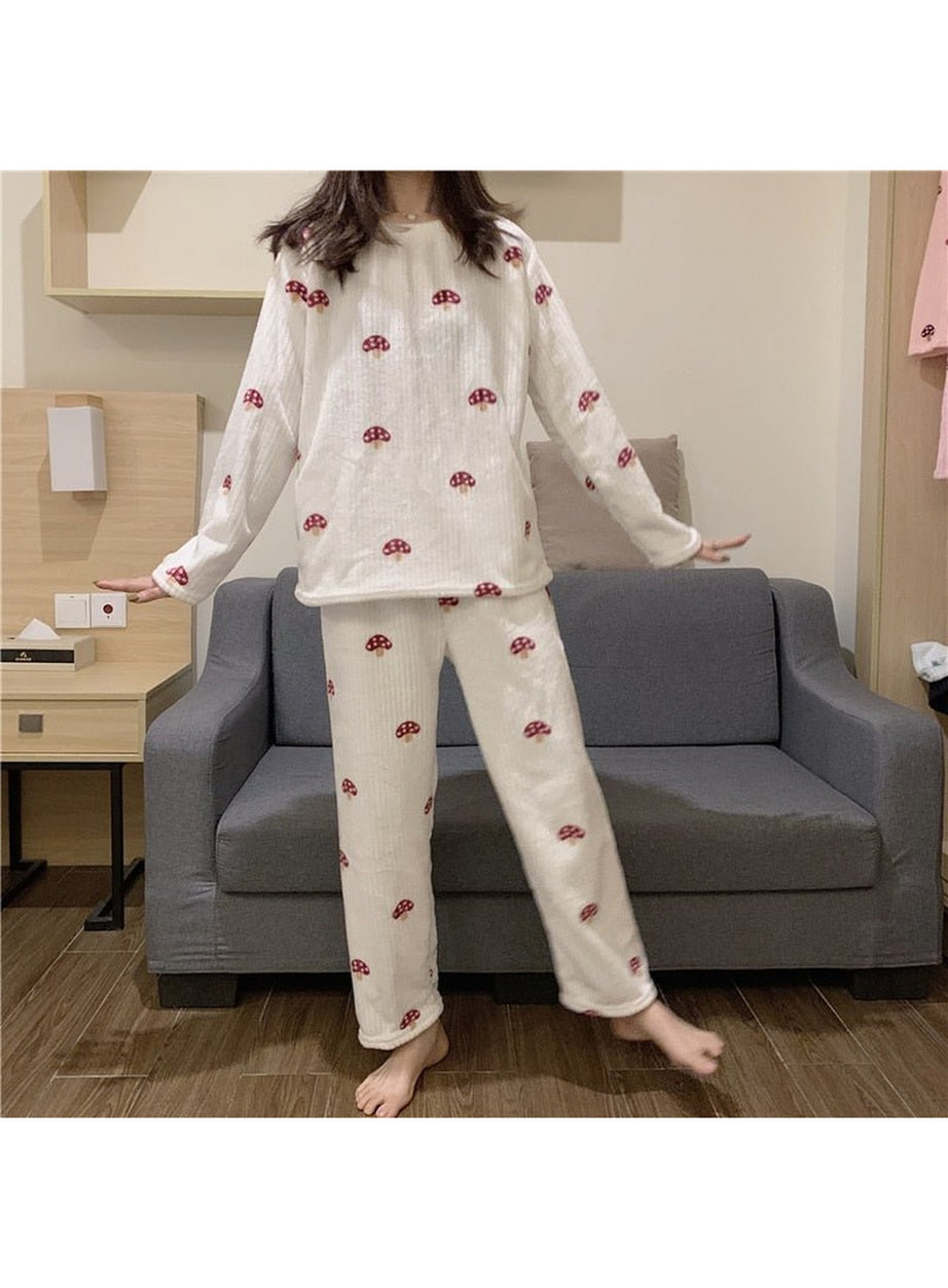 Y2k Pajama Sets Mushroom Print