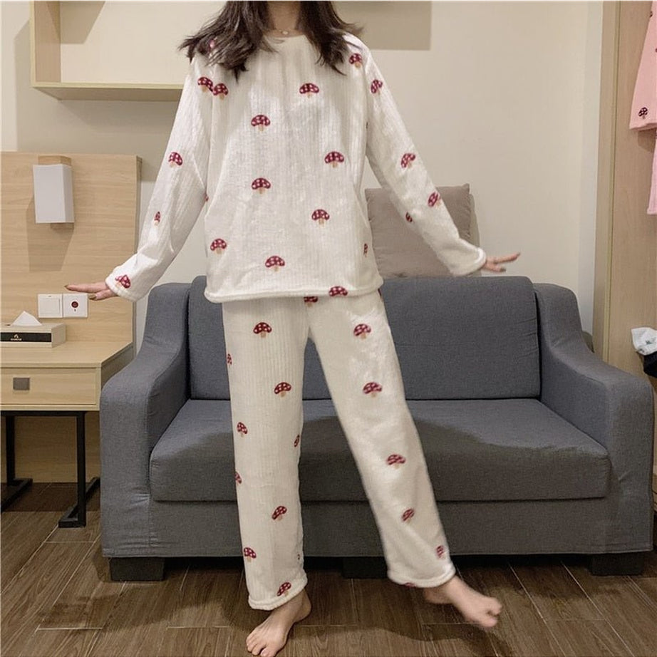 Y2k Pajama Sets Mushroom Print