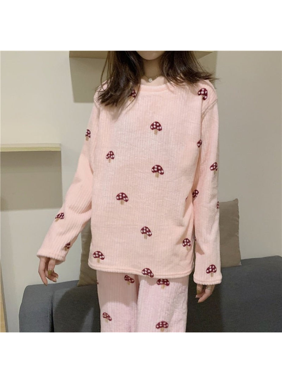 Y2k Pajama Sets Mushroom Print