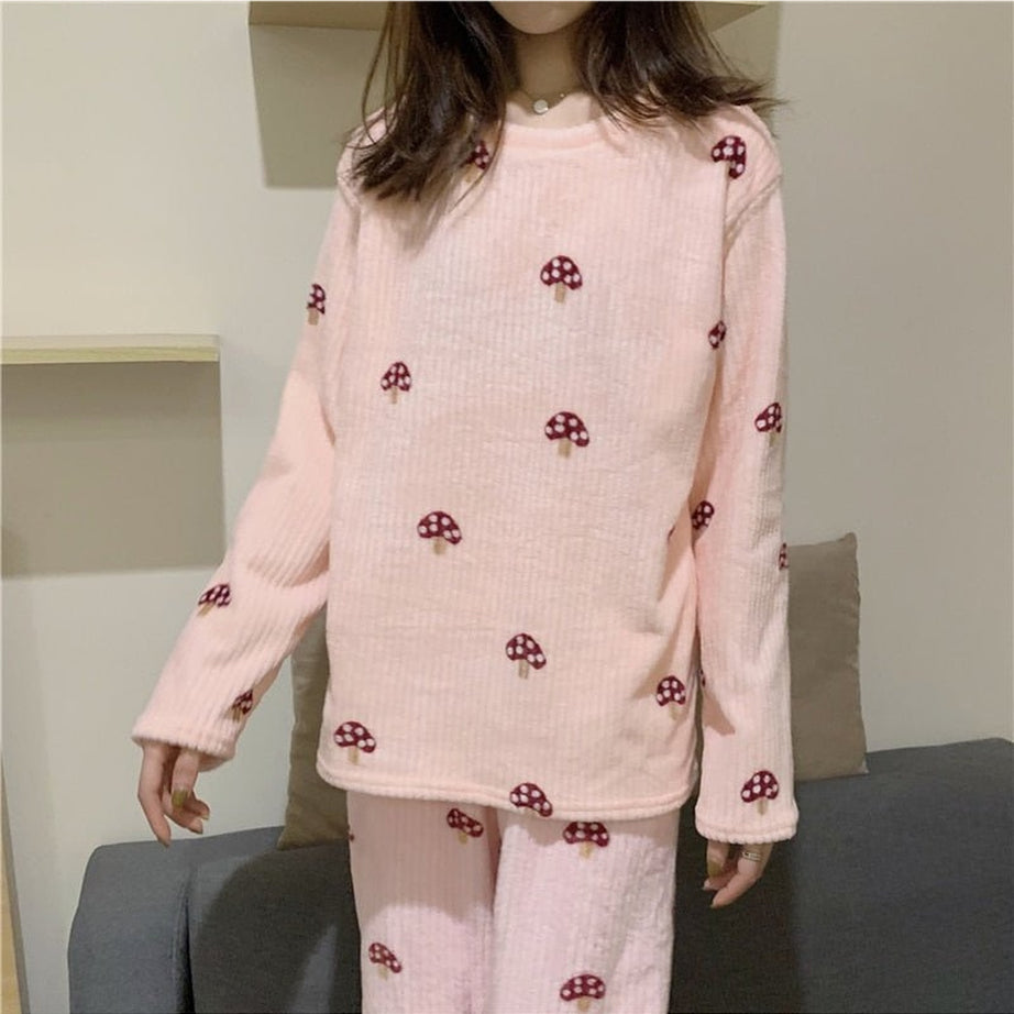 Y2k Pajama Sets Mushroom Print