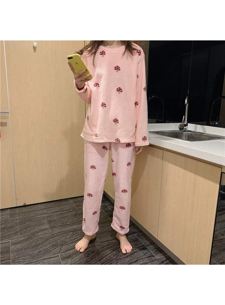 Y2k Pajama Sets Mushroom Print