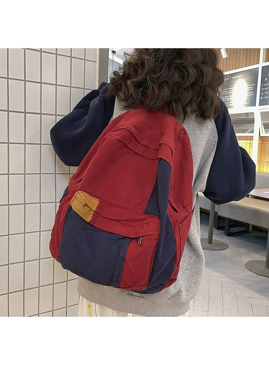 Y2k Panelled Canvas Backpack