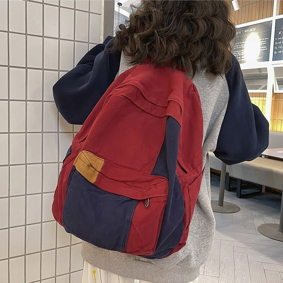 Y2k Panelled Canvas Backpack