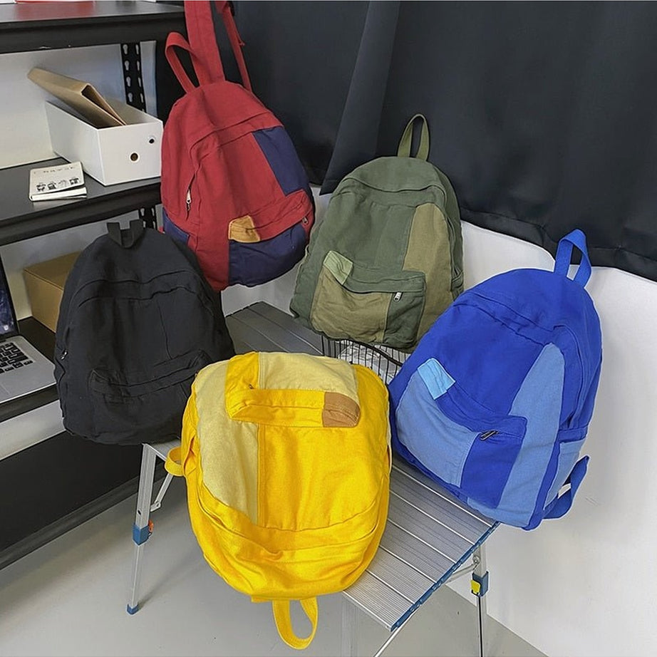 Y2k Panelled Canvas Backpack