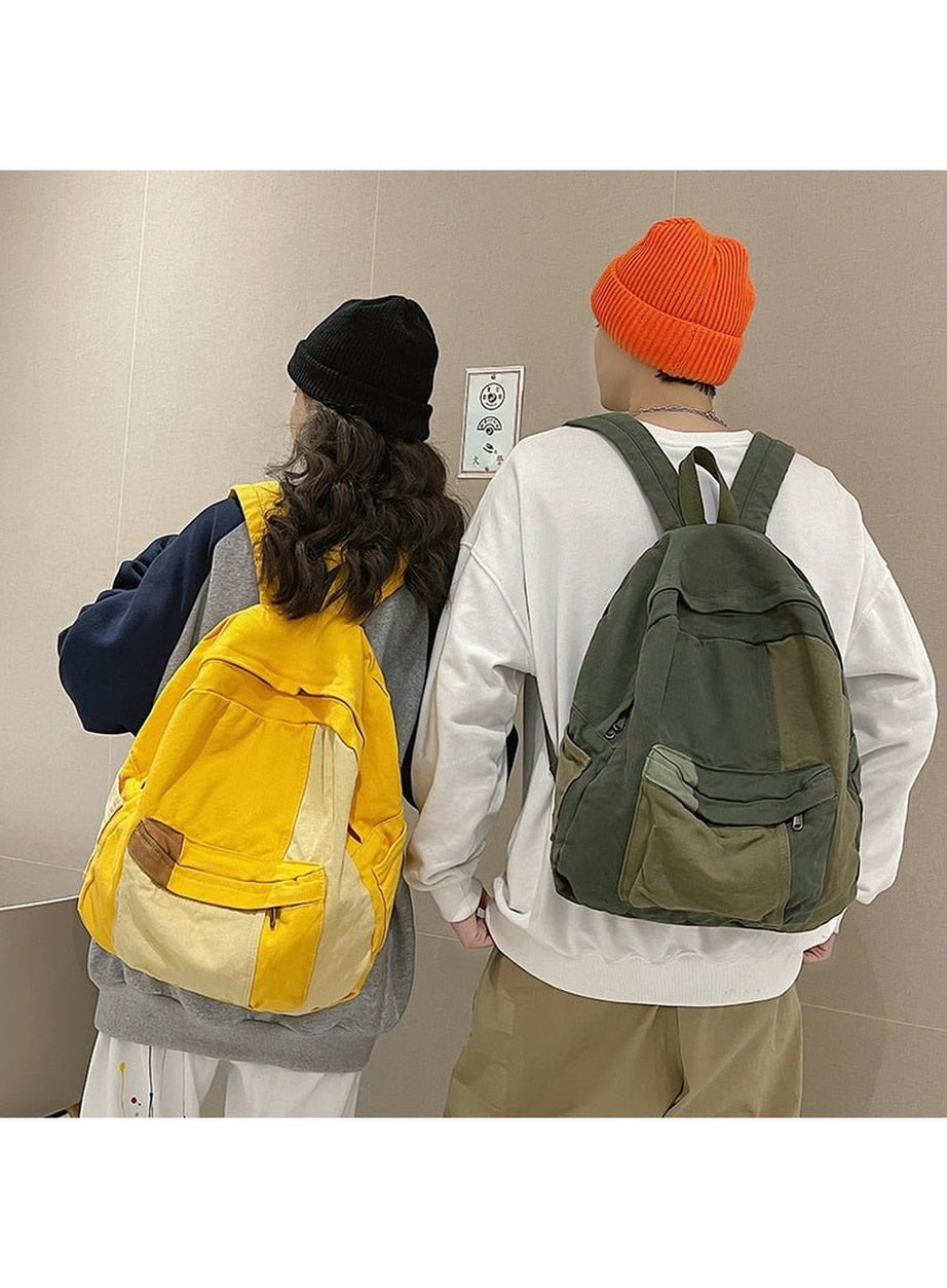 Y2k Panelled Canvas Backpack