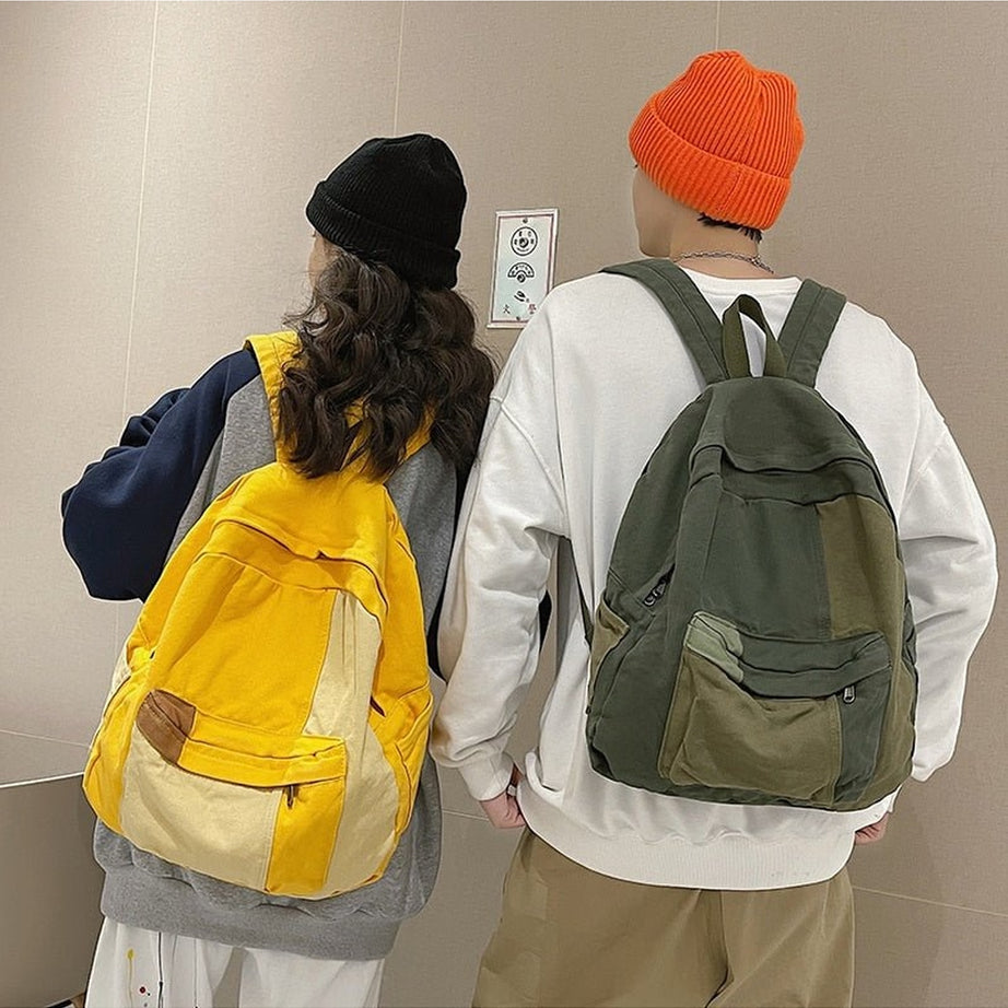Y2k Panelled Canvas Backpack