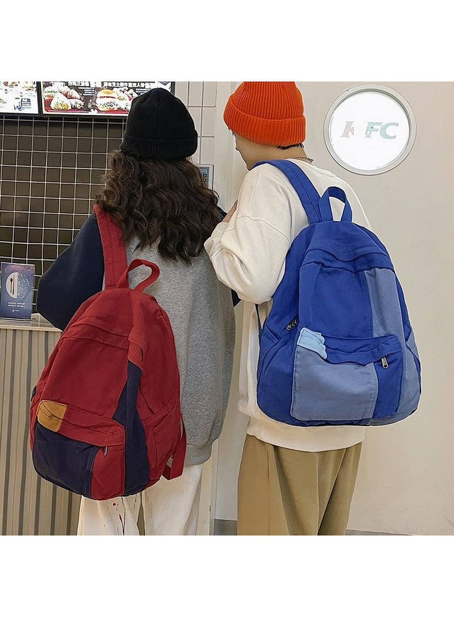 Y2k Panelled Canvas Backpack