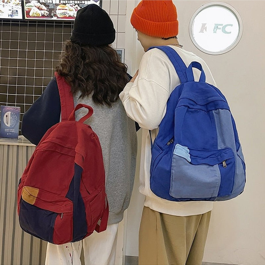 Y2k Panelled Canvas Backpack