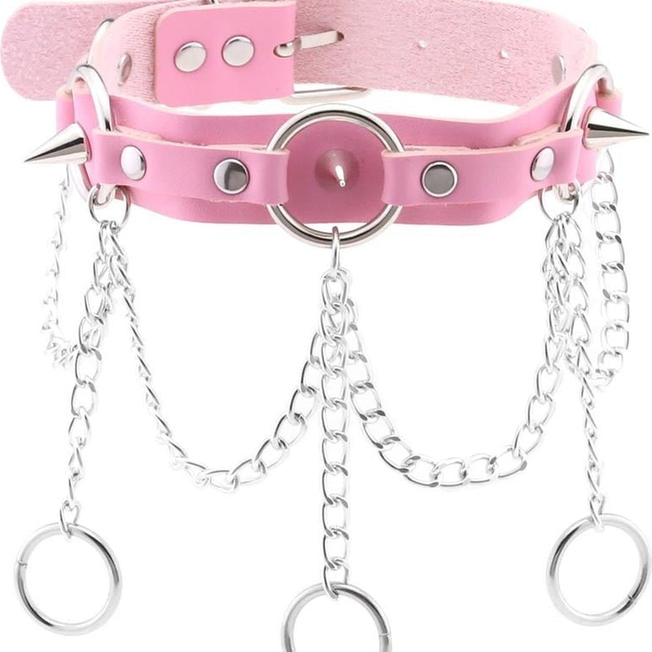 Y2k Pastel Goth PU Leather Choker