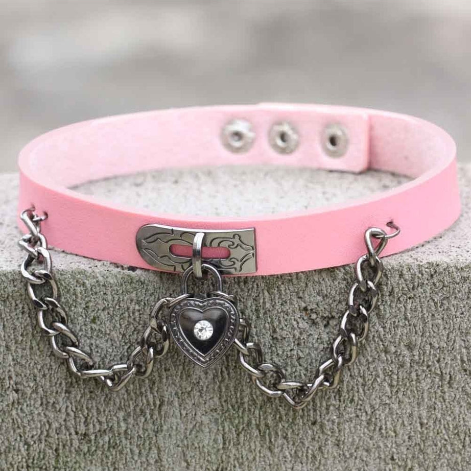 Y2k Pastel Goth PU Leather Choker