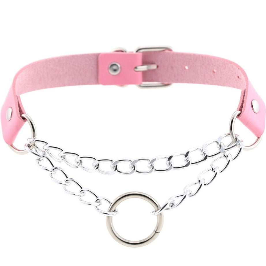 Y2k Pastel Goth PU Leather Choker