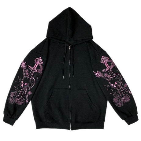 Pastel Goth Zip Up Hoodie - Hoodies