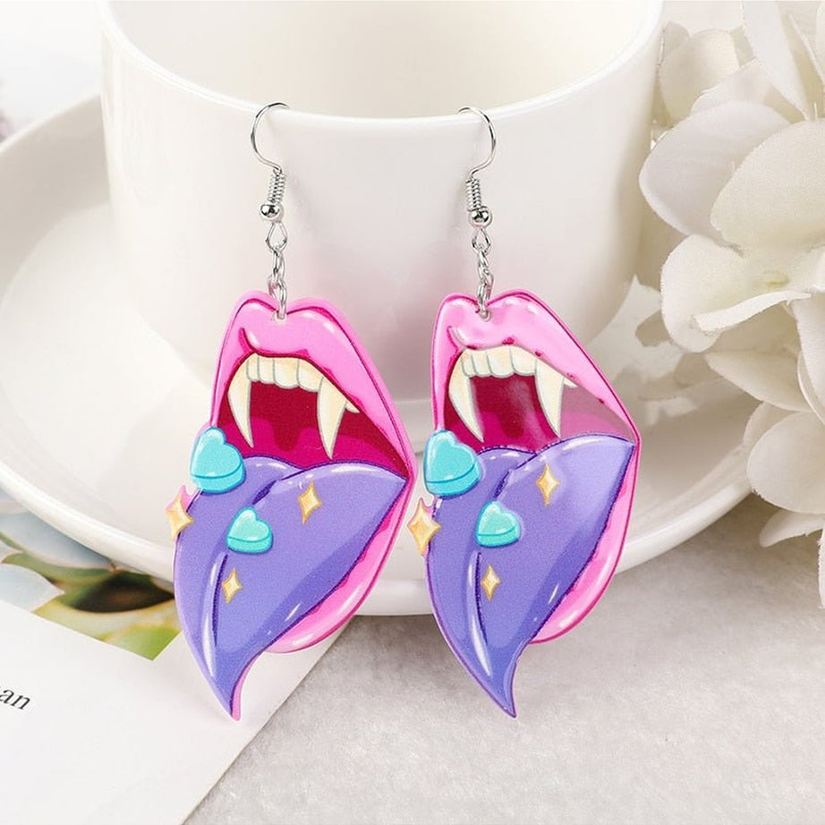 Y2k Pastel Gothic Lips Earrings