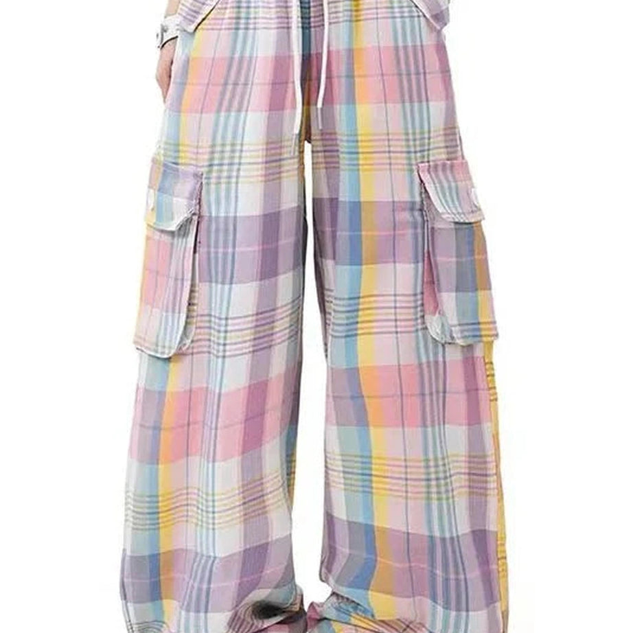 Y2k Pastel Plaid Cargo Pants