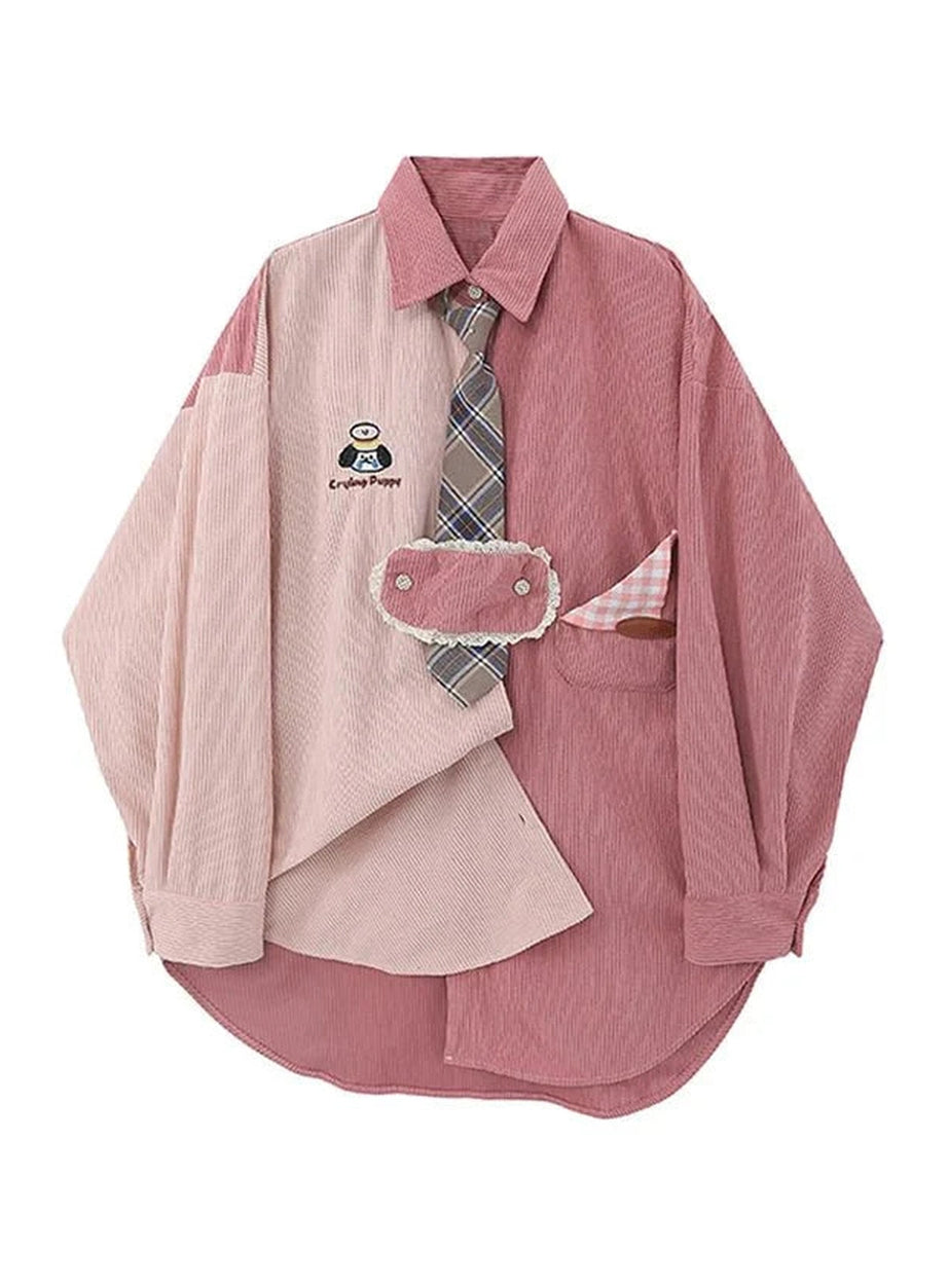 Y2k Pastel Puppy Patchwork Shirt