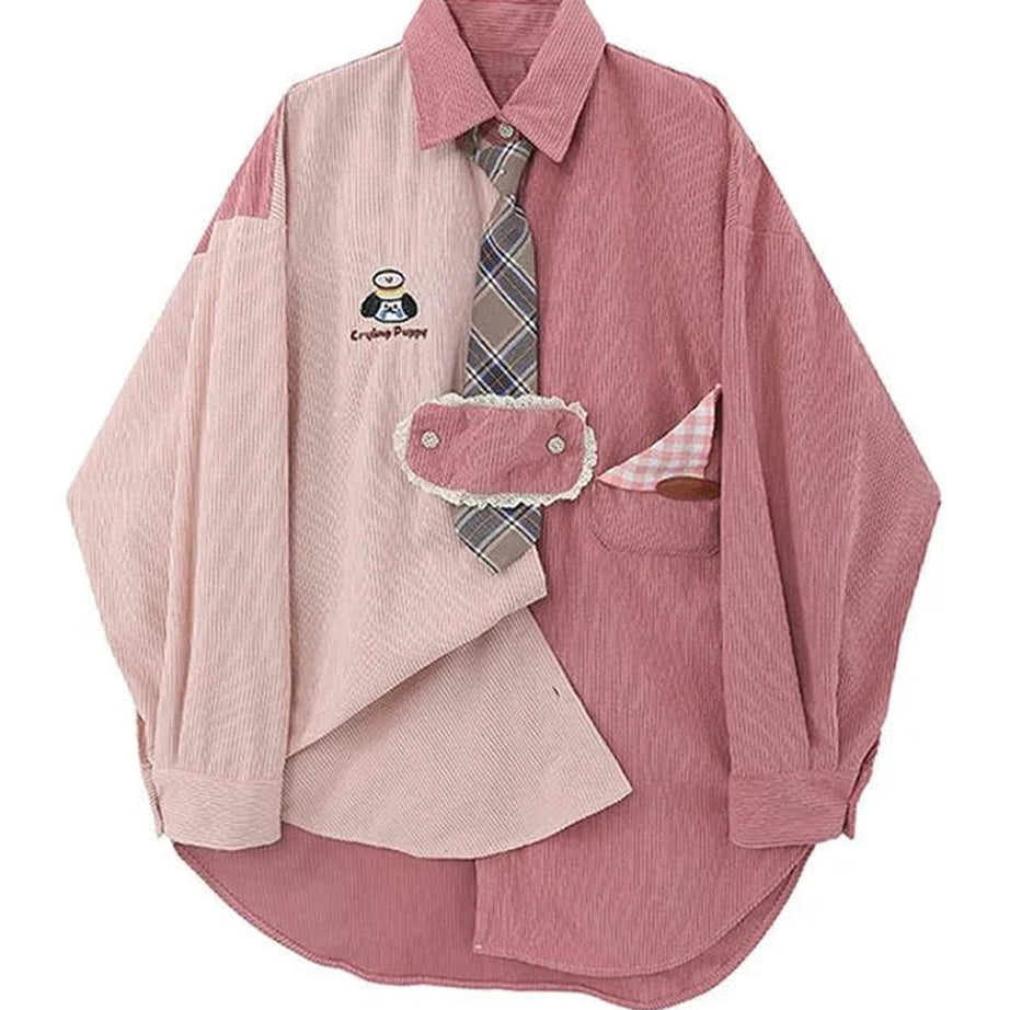 Y2k Pastel Puppy Patchwork Shirt