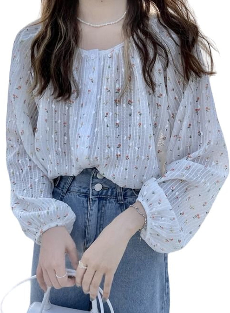 Y2k Patchwork Floral Blouse