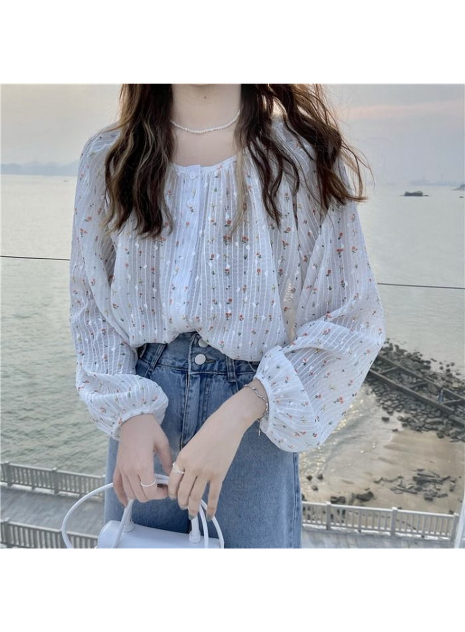 Y2k Patchwork Floral Blouse