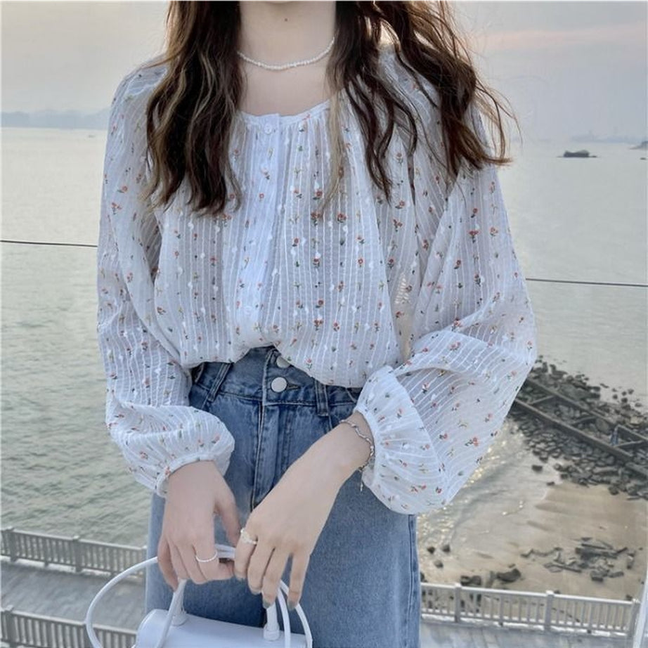 Y2k Patchwork Floral Blouse