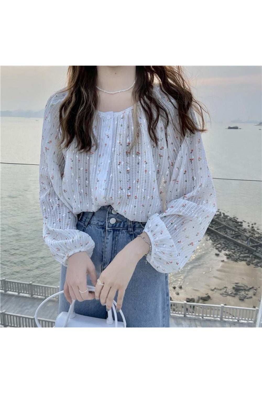 Y2k Patchwork Floral Blouse