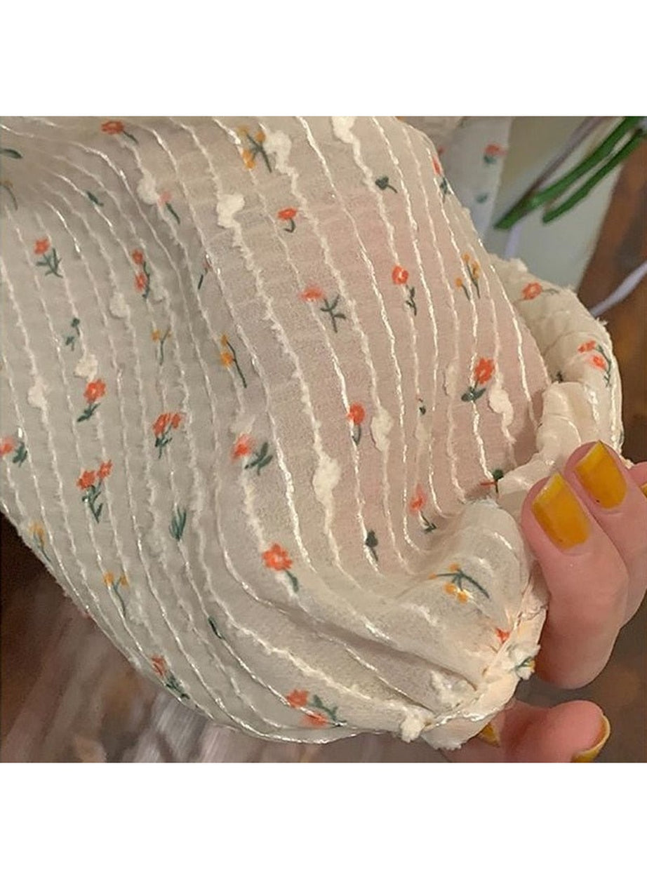 Y2k Patchwork Floral Blouse