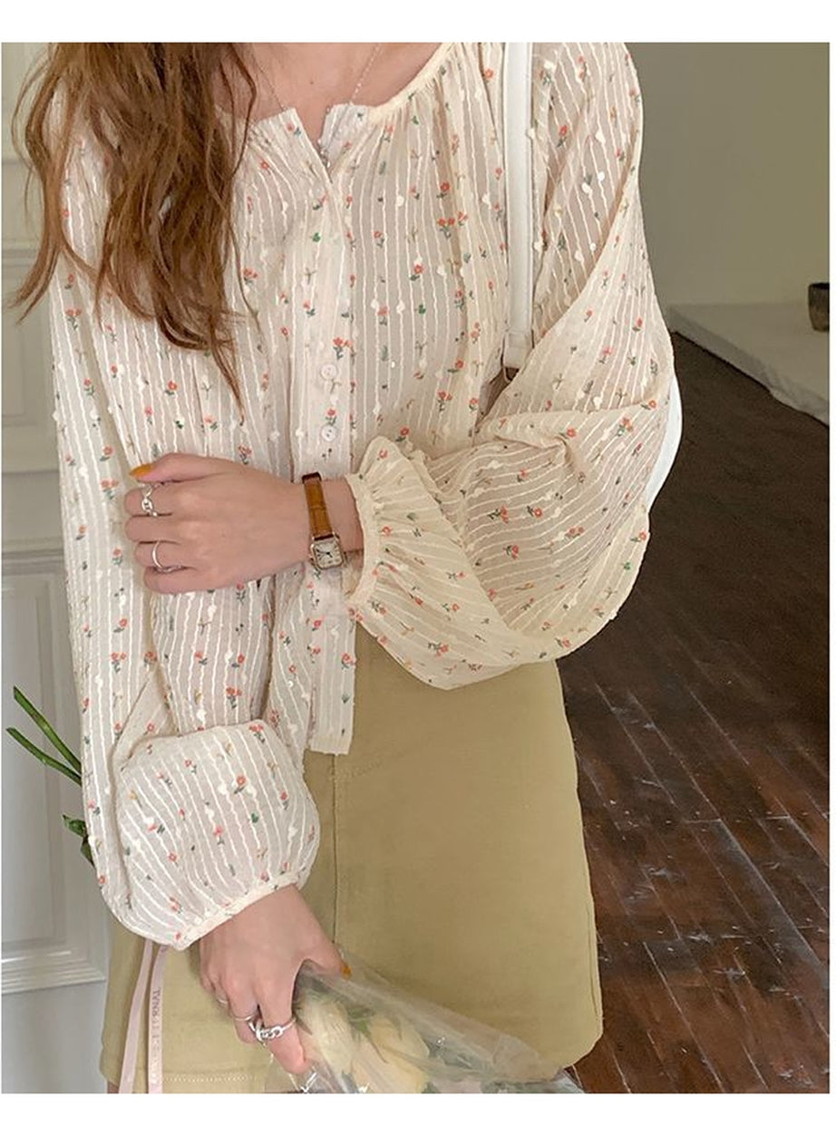 Y2k Patchwork Floral Blouse